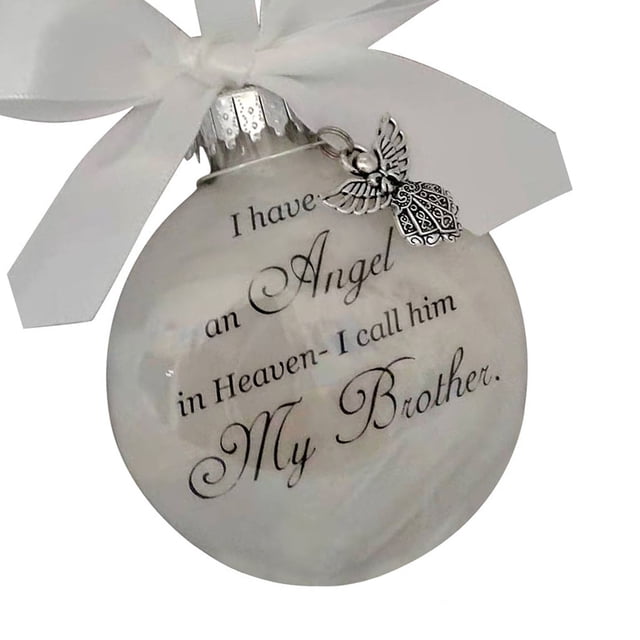 Inteprter Bola de plumas Ángel en adorno conmemorativo signo decoraciones conmemorativas para papá mamá decoración familiar bola Navidad decoración Decoración del hogar hermano Inteprter HA003103-07