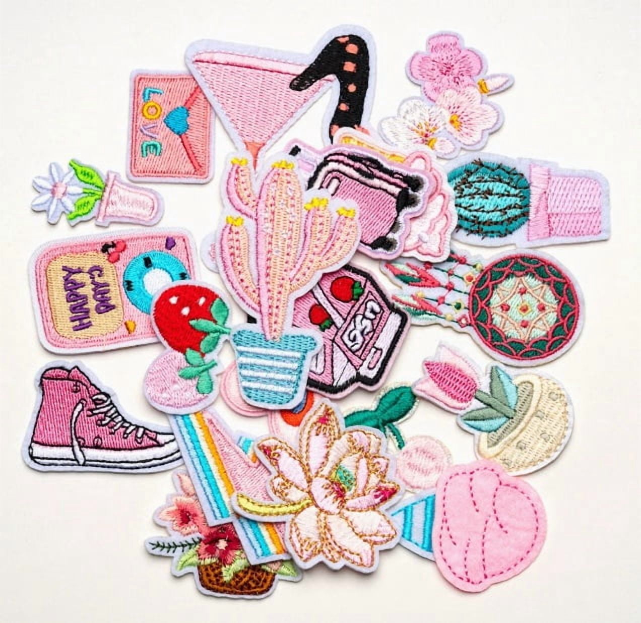 4 packs of cloth stickers for pink clothes decoration computer embroidery sweet embroidery series Valentine's Day badge diy patch
