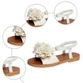 thumbnail image 6 of Rokment Women's 3D Lace Flower Flat Dress Sandals Boho Beach Summer Fashion Casual Low Heels Elastic Strap Slingback Walking Sandals for Comfortable Vacation Beige Size 6, 6 of 8