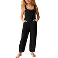 thumbnail image 3 of Girls Loose Fit Overall Pocket Pants - Stylish Casual Pants with Attached Bib Design, Soft Comfortable for Everyday Play, 3 of 6