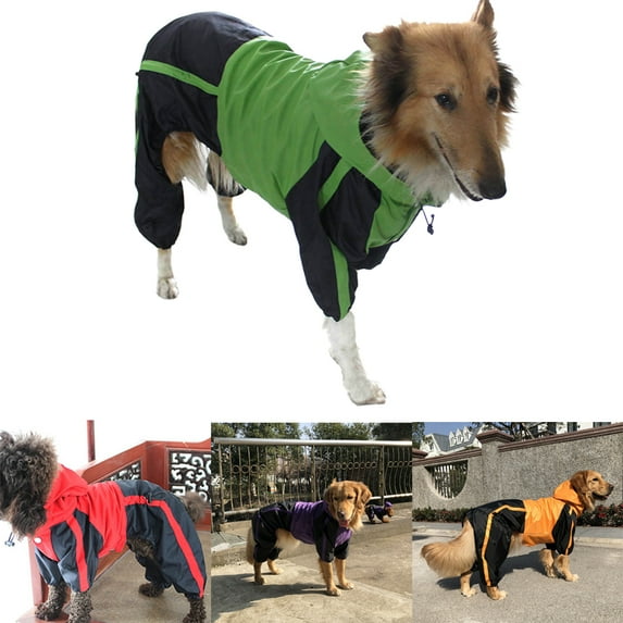 SPRING PARK Pet Apparel Dog Clothing Clothes Rain Snow Coats Waterproof Raincoats 4 Four Legs Raincoat for Small Medium Large Big Size Dogs Adorable Hoodie Costumes for Outdoor