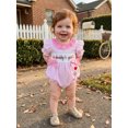 thumbnail image 5 of BemeyourBBs Newborn Baby Girl Summer Clothes Infant Baby Girl Mama's Girl Daddy's Girl Outfit Striped Bubble Romper Letter Heart Flower Embroidery Front Bows Ruffled Short Sleeve Bodysuit Jumpsuit, 5 of 9