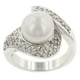 thumbnail image 4 of Rhodium Plated Cocktail Ring with 10mm White Shell Pearl and Clear CZ Accented Shoulders Size 7, 4 of 4