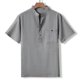 thumbnail image 4 of Blusa y camisa de manga corta con cuello alto para hombre, color liso, informal, a la moda, con botones, cuello alto, manga corta, bolsillos, blusa, camisa para hombre, blusas de poliéster, 4 of 7