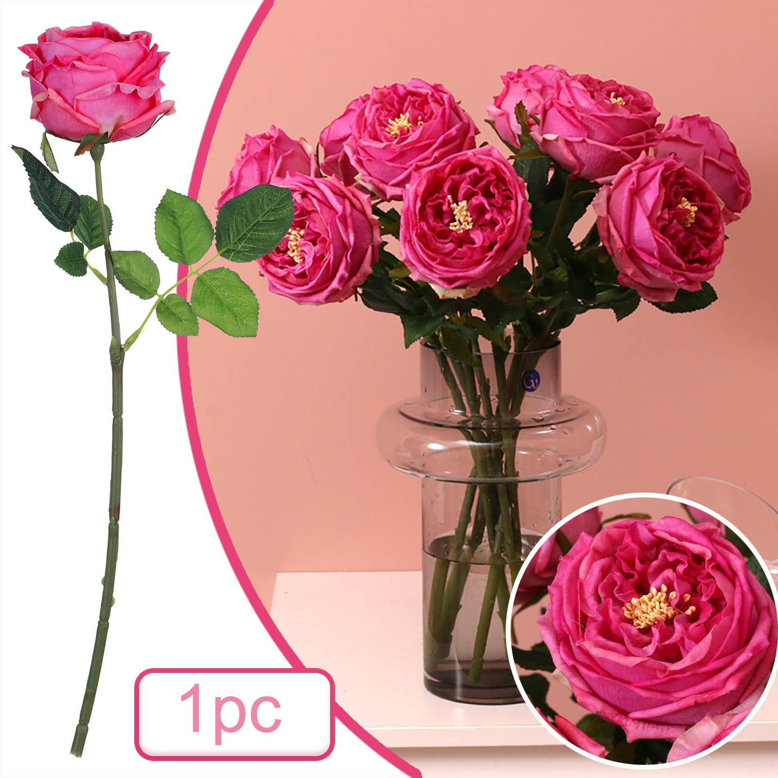 1PC Rose Flower Fake Silk Flowers Leaf Artificial Home Party Wedding Decor 