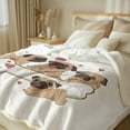 thumbnail image 2 of Pug Sherpa Blanket for Kids Girls Boys, Puppy Dog Print Fleece Throw Blanket White, Pug Heart Plush Bed Blankets Cozy Bedding Blanket (Twin 60"x80"), 2 of 6