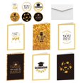 thumbnail image 1 of AQITTI 2404290085 - Tarjeta de felicitación de graduación (papel de tela, incluye sobre), color dorado y negro (6 juegos), 1 of 8