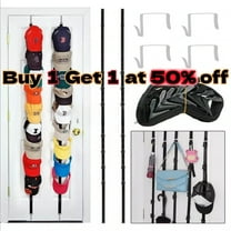 SJPACK Upgraded Baseball Cap Hat Rack ,Multifunctional Wall Door Hanger Holder Storage Organizer 16 Hooks,Space Saving for Door, Bedroom, Closet