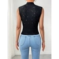 thumbnail image 3 of Summer Tops for Women V Neck Going Out Tops Stretchy Sequin Tank Sexy Casual Outfits Black XL, 3 of 5