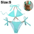 thumbnail image 2 of Conjunto de bikini de triángulo lateral con lazo halter para mujer, traje de baño de bikini de 2 piezas, 2 of 5