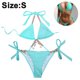 thumbnail image 2 of Conjunto de bikini de triángulo lateral con lazo halter para mujer, traje de baño de bikini de 2 piezas, 2 of 5