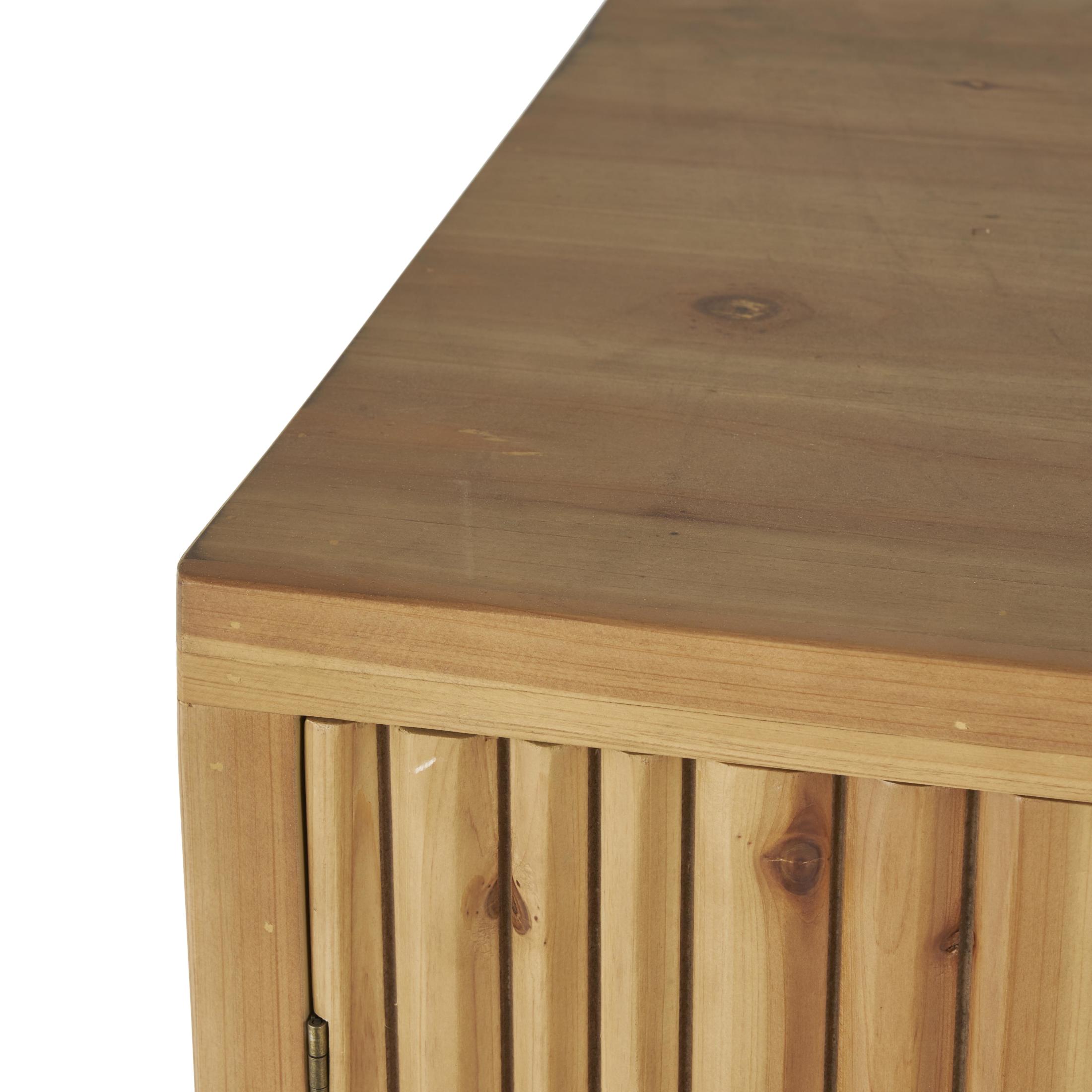 DecMode 36" x 36" Brown Wooden Ribbed 1 Door and 3 Drawer Cabinet with Gold Metal Handles, 1-Piece