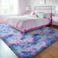 thumbnail image 4 of ZENELESS Indoor Fluffy Rug,5x7 Tie-Dye Blue Rainbow Fuzzy Non-Slip Carpets for Living Room Bedroom Home Decor, 4 of 7