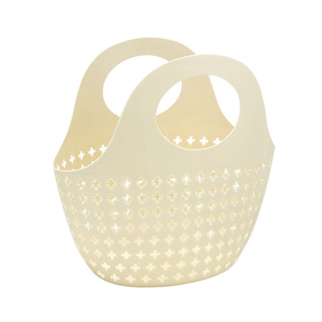 Plastic Basket with Handles - Plastic Carrying Basket - Portable Storage Basket Bathroom Kitchen Hollow Plastic Storage Basket with Handles Small Soft Carry Totes for Shower Bathroom Toys