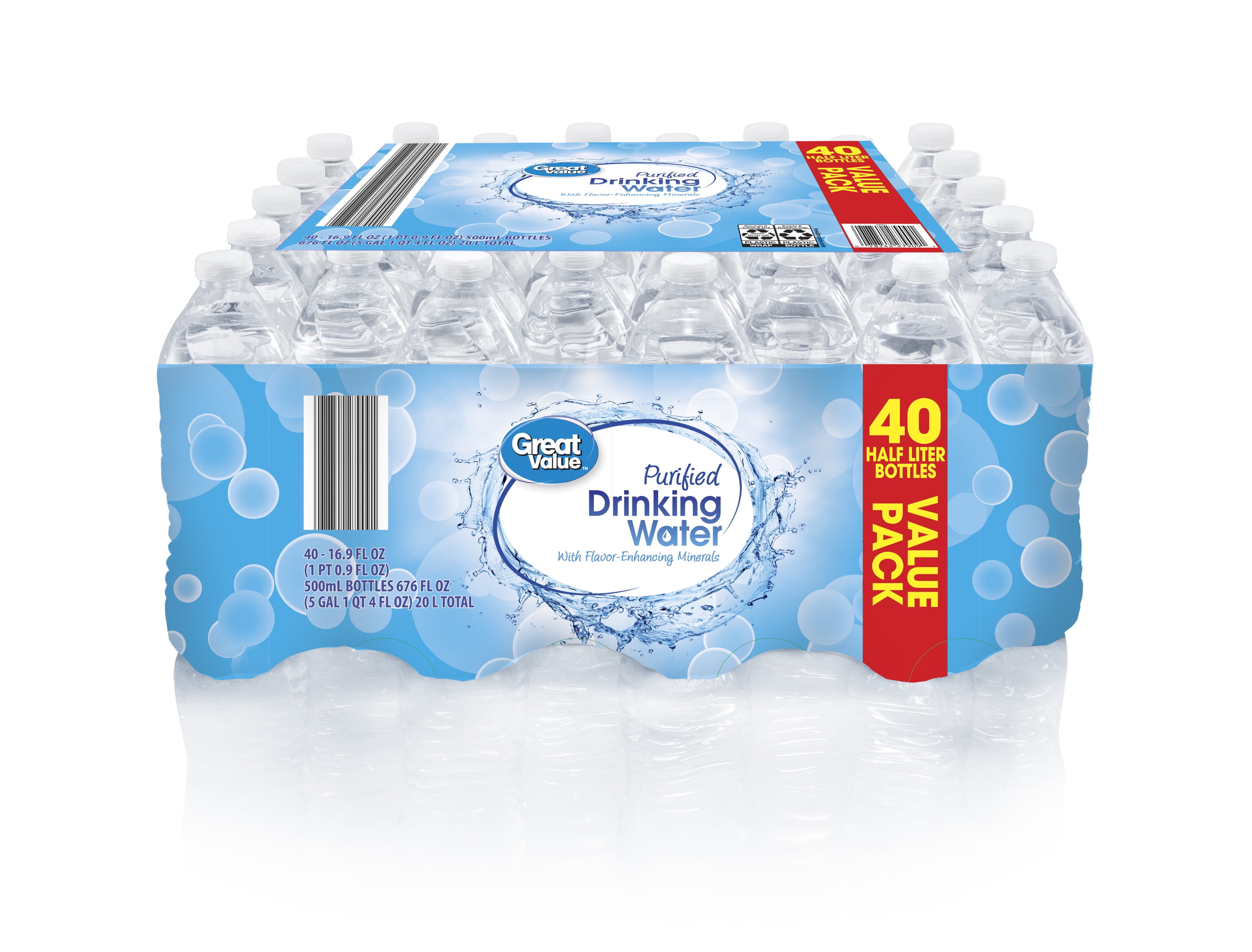 Great Value Purified Drinking Water 16 9 Fl Oz 40 Count Bottles 
