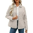 thumbnail image 2 of Quilted Lightweight Jackets Women Zip up Fall Jackets Travel Casual Lapel Collar Long Sleeve Winter Coats with Pockets, 2 of 8