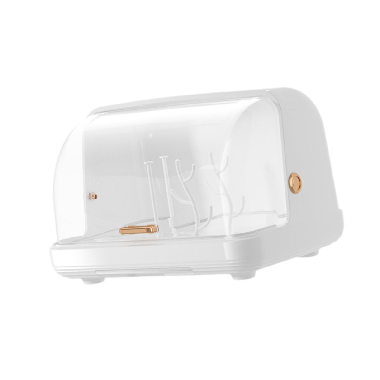 Dualoai Cup Storage Holder with Cover Nursing Bottle Dry Rack Hollow Bottom Multipurpope White