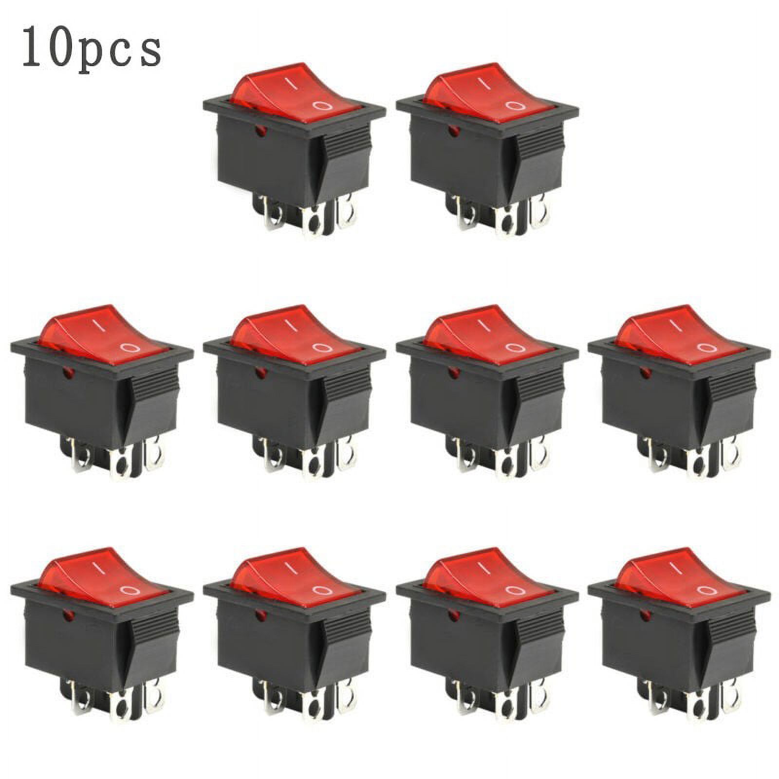 CentIoT - SQUARE Illuminated Red Button - KCD4 DPST ON-OFF 16A 250V AC 20A  125V AC - Light Rocker Power Switch - for Car Auto Boat Truck (4Pin RED)