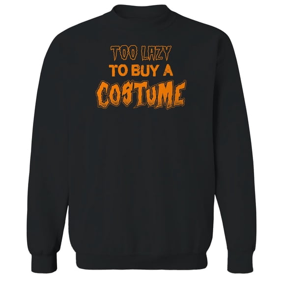 Halloween Too Lazy Graphic Black Men's Cotton Pullover Sweatshirt