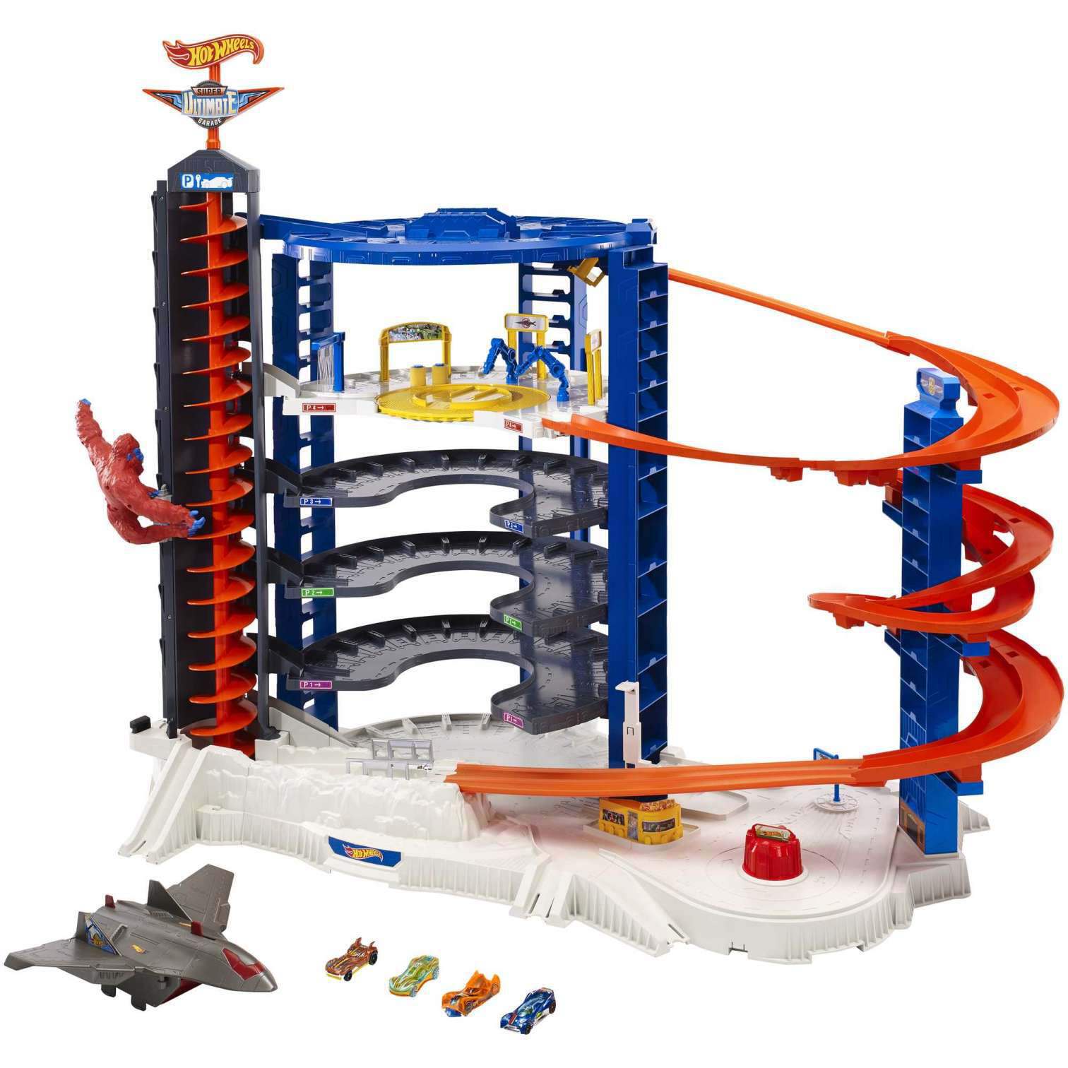 Hot Wheels Track Set with 4 1:64 Scale Toy Cars, Super Ultimate Garage, Over 3-Feet Tall - image 5 of 8