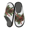 thumbnail image 2 of IAUYY Memory Foam House Slippers Suitable for Both Men and Women. Comfortable, Anti-Slip Plush Flat-Bottomed Slippers The Best Holiday Gift Pine Cones and Cranberries, 2 of 9