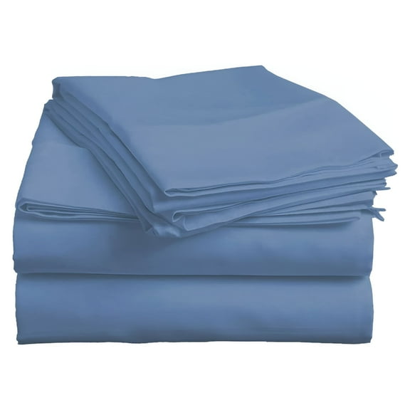 AUQ Luxury 4 Piece Bed Sheets Set Cal King Size - Medium Blue Solid 100% Pure Egyptian Cotton 800 Thread Count,Sateen Weave Sheet Set,Soft Long Staple Cotton,12" Deep Pocket
