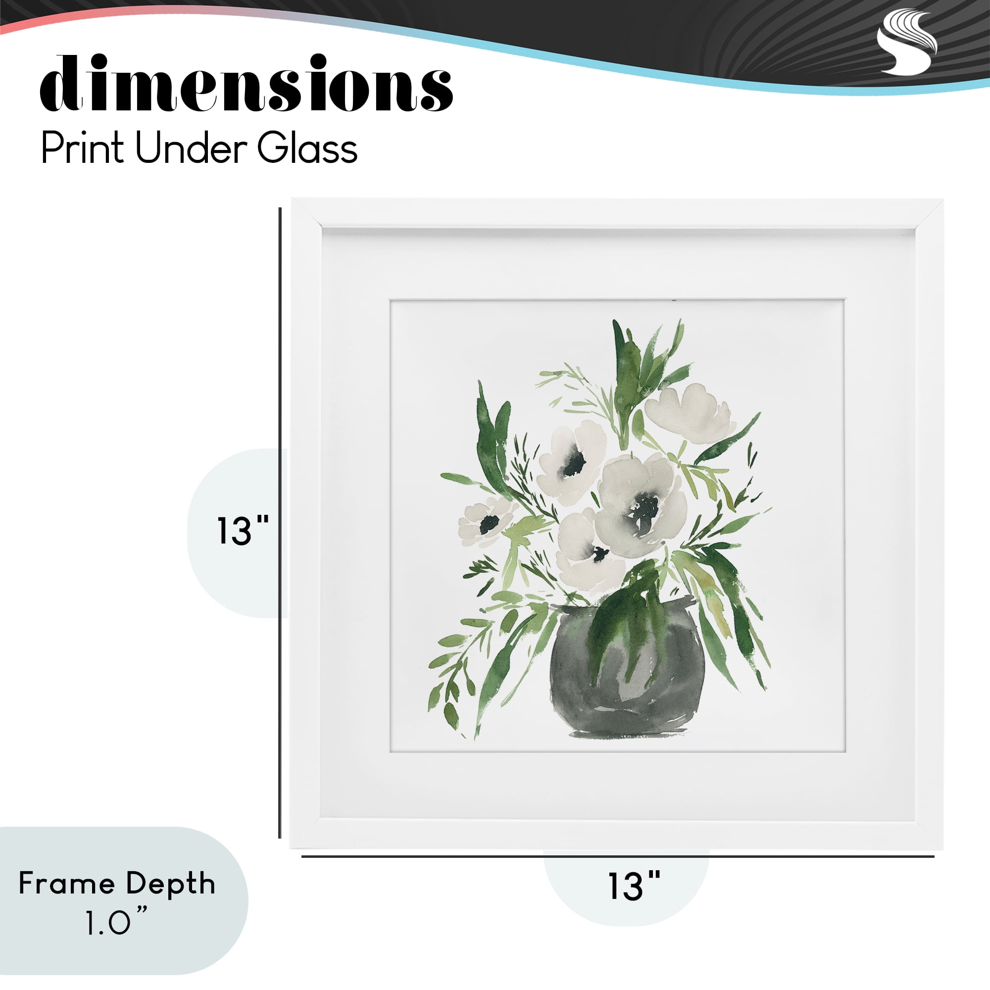 Stupell Industries Rounded White Anemones White Framed Print Under Glass, design by Lucille Price