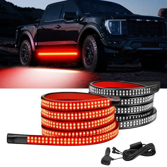 Nilight 2Pcs 70" Strobe Lights Strip 1125 LED Running Board Marker Light Red Flexible Side Flashing Warning Caution Safety Light Waterproof for Truck Construction Vehicles Pickup