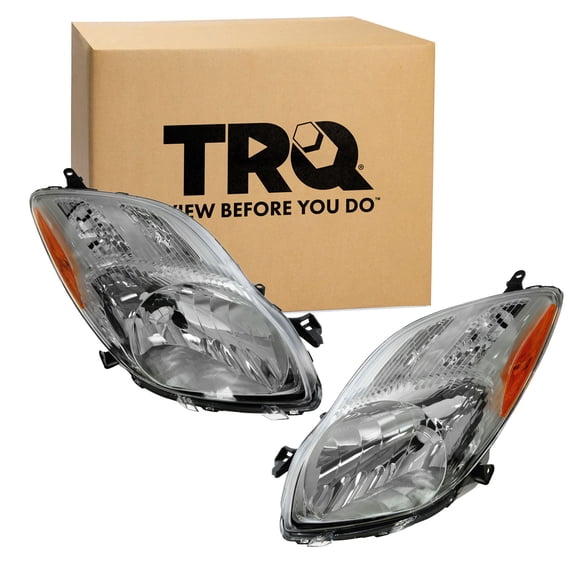 TRQ 2 Piece Headlight Assembly Set Driver & Passenger Side Fits 2009-2011 Toyota Yaris Hatchback TO2518123 TO2519123