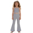 thumbnail image 4 of YMNXA Kids Girls Casual Pants Elastic Waist Solid Color Comfortable Stylish Flared Trousers For Daily Wear,Light Gray,8-10 Years, 4 of 4
