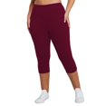thumbnail image 4 of Capri Leggings for Women- Plus Size Low Waist Butt Lifting Slimming Yoga Pants Tummy Control Compression Snow Leggings Wine 5XL, 4 of 5
