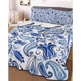 thumbnail image 3 of Quilts Twin XL Size, Boho Blue Floral Soft Comforter Bedding Set for Bed, Farmhouse Botanical Vintage Paisley Flower Lightweight Quilted Bedspread with Pillow Cover(2 Pieces), 68x98 Inch, 3 of 6