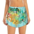 thumbnail image 3 of Uemuo USA Tourist Map Pattern Women's Athletic Shorts High Waisted Running Shorts with Liner Pockets Gym Elastic Workout Shorts-Small, 3 of 9