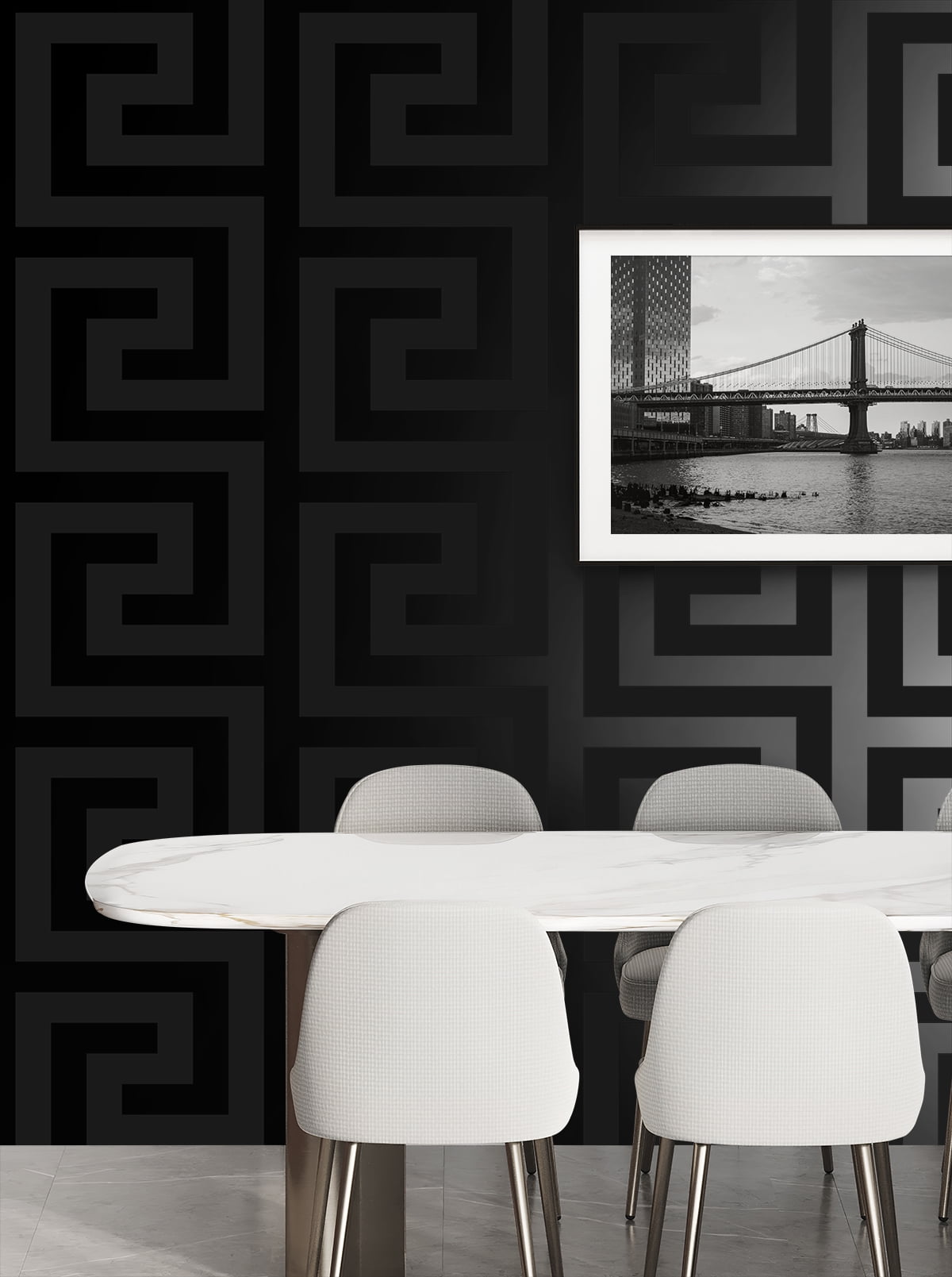 NextWall Dark Onyx Geometric Maze Peel and Stick Wallpaper - 20.9 in. W x 18 ft. L Roll