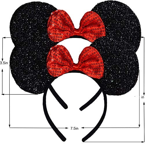 FANYITY - Diademas de orejas de ratón para niñas, mujeres, niños, fiestas, 2 piezas (rojo) FANYITY FANYITY