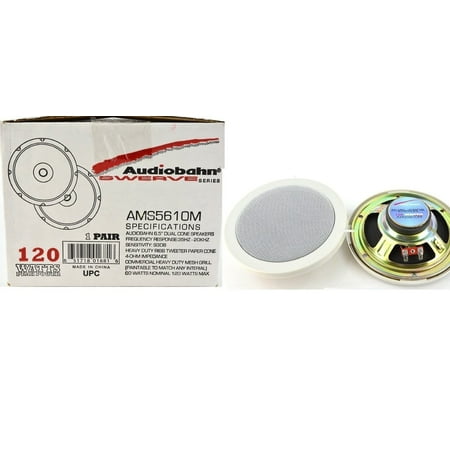 Audiobahn Car - New Pair Of 6.5' Dual Cone AMS5610M Audiobahn Heavy Duty Ribb Tweeter Marine Boat Yacht White Color Speakers System