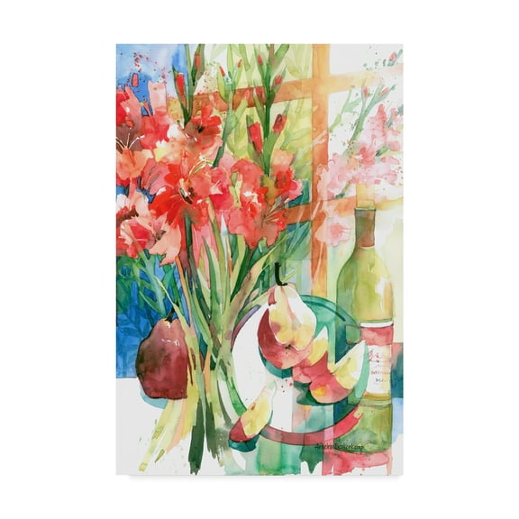 Trademark Fine Art 'Pears and Gladiolas' Canvas Art by Annelein Beukenkamp