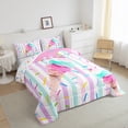 thumbnail image 3 of Castle Fairy Ice Cream Popsicle Full Size Comforter Sets,Kawaii Stripes Bedding Sets, 3 of 8