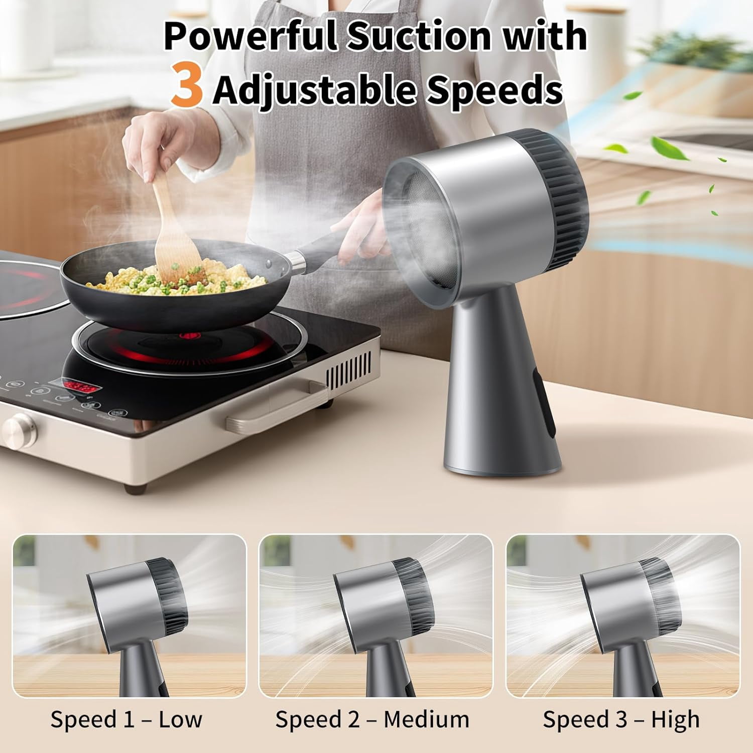Portable Range Hood with Touch Control, Free 20xOil&Carbon Filters, 6-Layer Filter & 3 Speeds Kitchen Exhaust Fan, Low Noise, Oil Cup, Powerful Smoke Removal for Apts, Dorms, RV, Indoor BBQ