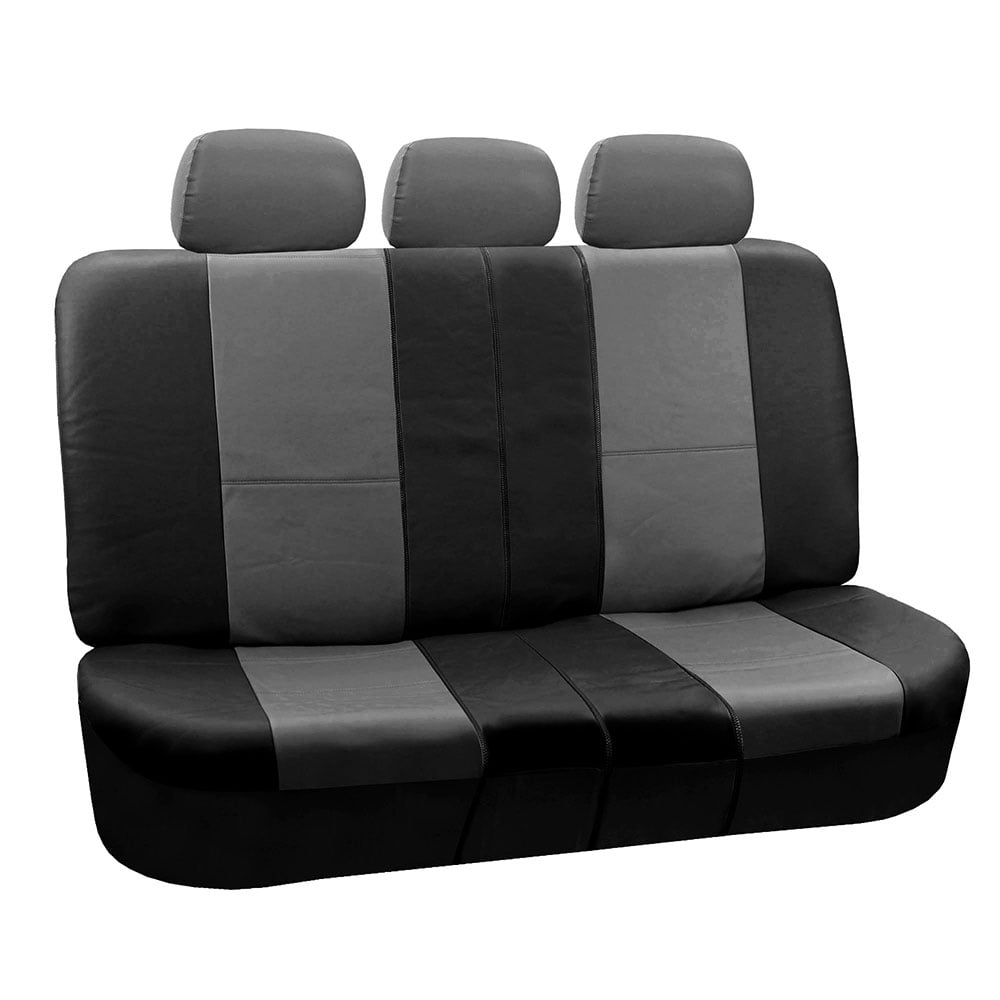 FH Group Gray and Black Faux Leather Bench Seat Cover, left