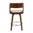 thumbnail image 5 of Cecina Mid-Century Modern Counter Stool With Swivel In Walnut And Cream Faux Leather - Set Of 2, 5 of 7