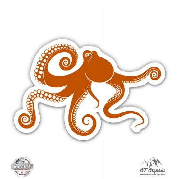 Octopus Orange - 3" Vinyl Sticker - For Car Laptop I-Pad Phone Helmet Hard Hat - Waterproof Decal
