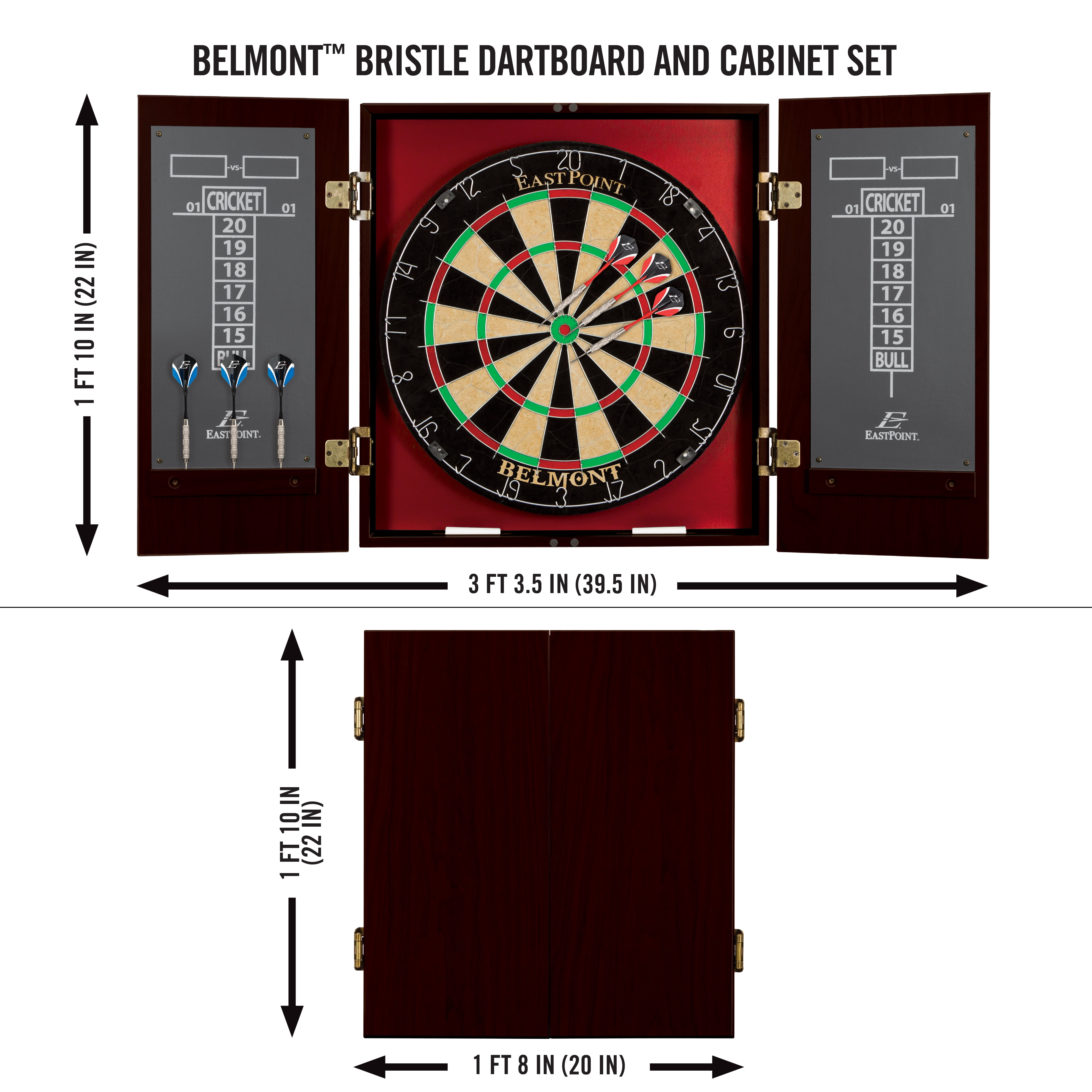 EastPoint Sports Belmont Official Size Premium Bristle Dartboard and Cabinet Set