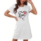 thumbnail image 4 of Camisón corto de talla grande para mujer, camisón de manga corta con estampado de pecho a la moda, camisón para mujer, 4 of 5