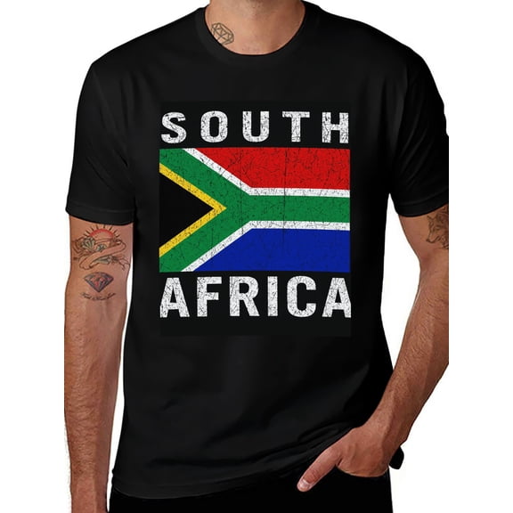 T-shirt South Africa Soft Cotton Adult Heat-Transfer Graphic T-Shirt - 180g Breathable Fabric, Unisex Summer Casual Wear with Durable Heat-Printed Design