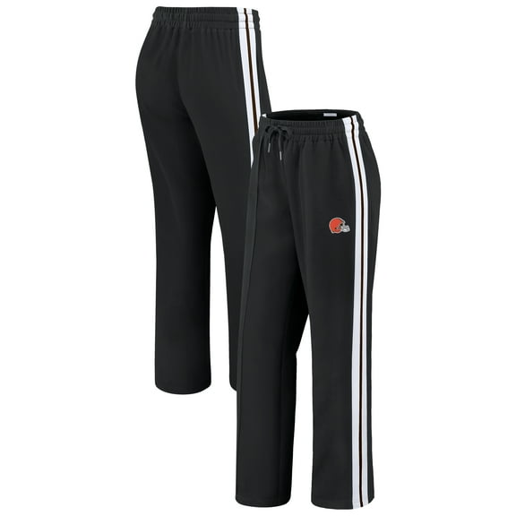 Women's WEAR by Erin Andrews Black Cleveland Browns Color-Block Straight Leg Pants