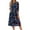 Navy, variant on Women's 4th of July Patriotic Dress, Women Round Neck Three-Quarter Sleeve Midi Dress, Independence Day American Flag Printed Dress, Loose Fit Bohemian Beach Sundress with Side Pockets,Beige L