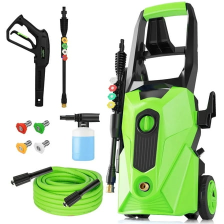 Electric Pressure Washer 5000 PSI 2.8 GPM High Power Washers Electric Powered with 33ft Pressure Hose, 4 Nozzle and Foam Cannon, for Home, Cars, Fences, Patio (Green)