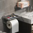 thumbnail image 2 of Estante de almacenamiento de pañuelos montado en la pared sin perforaciones, soporte para rollo de papel, caja de baño, estantería multifuncional para colocación de teléfono, inodoro, 2 of 5