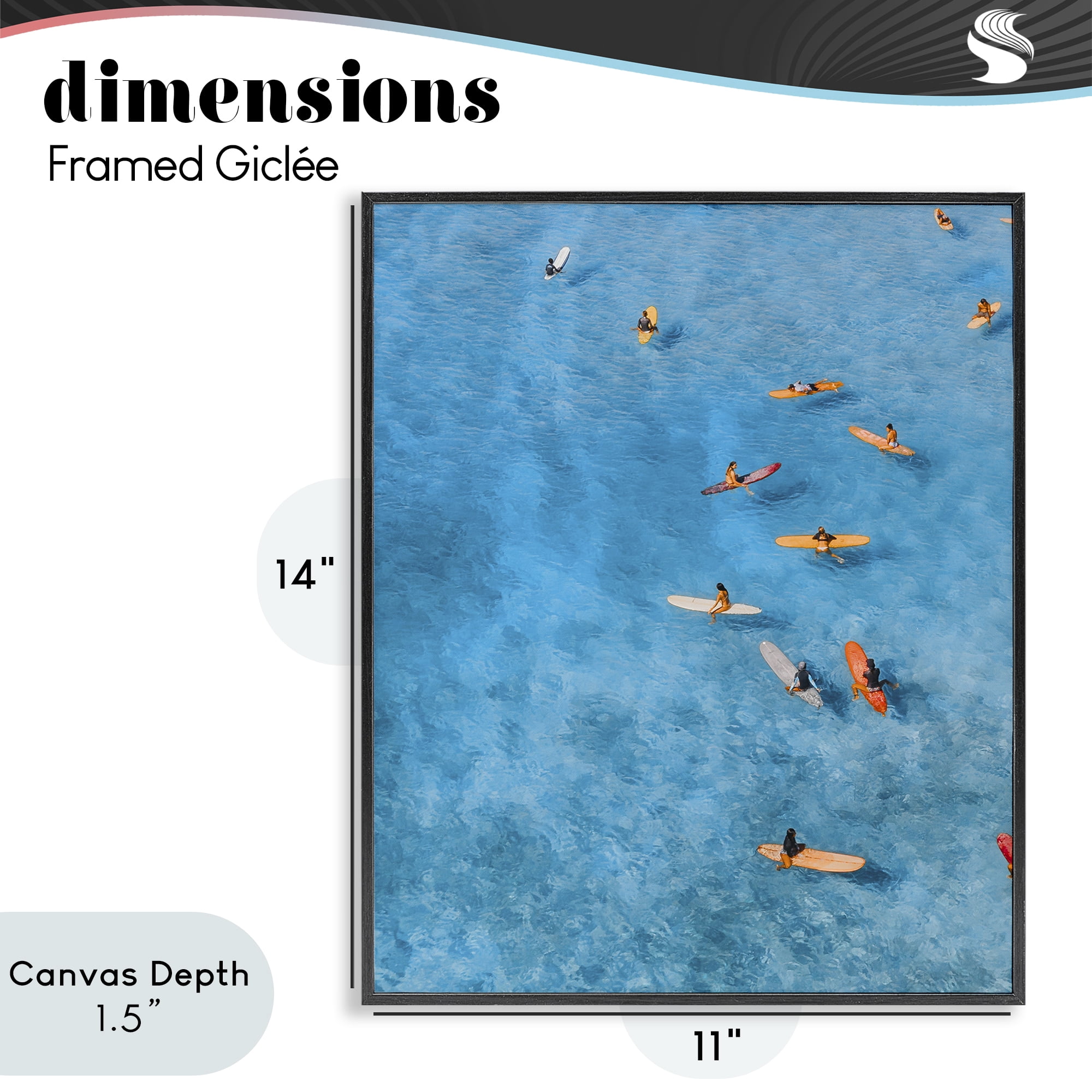 Stupell Industries Leisurely Surfers on Sea Black Framed Giclee Art, design by Jesse Keith